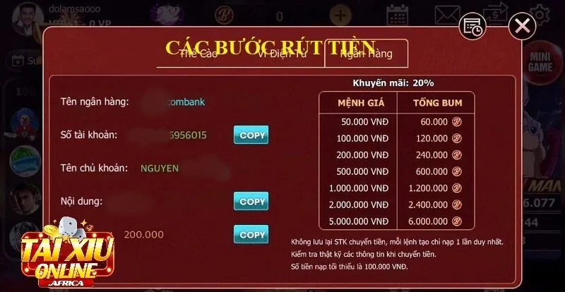 Các bước rút tiền từ cổng game Tài Xỉu